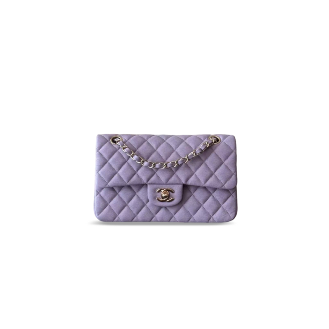CHANEL SMALL DOUBLE FLAP BAG IN PURPLE CAVIAR QUILTED PATTERN A01113  (23*14*6.5cm)